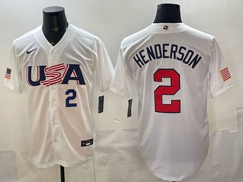 Men 2026 World Cub USA #2 Henderson White Nike MLB Jersey style 006